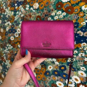 Kate Spade Metallic Hot Pink Crossbody Bag with Detachable Stap
